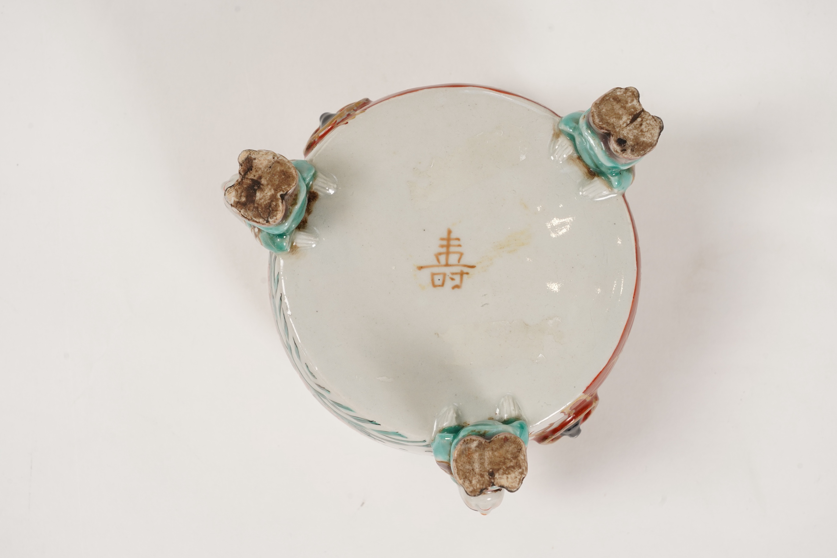 An unusual Japanese ’black ship’ porcelain koro and cover, 19th century